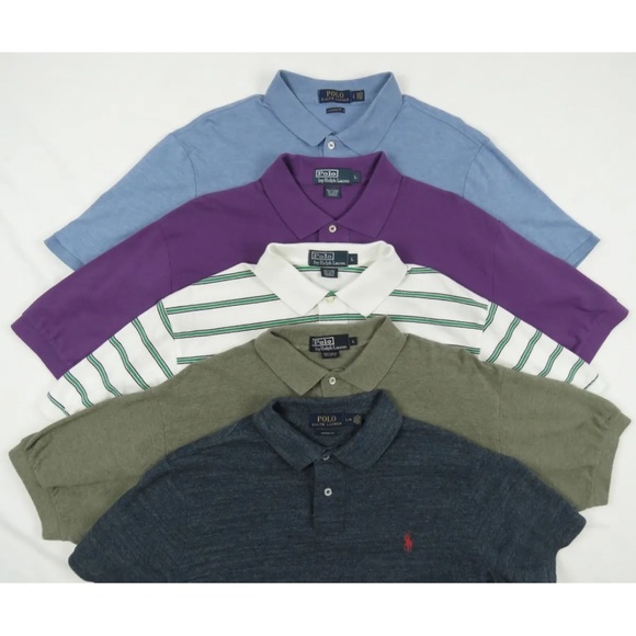 Lot Of 5 Ralph Lauren Polo Short Sleeve Polo Shirts Mens L Large 1 NWOT - Picture 2 of 9